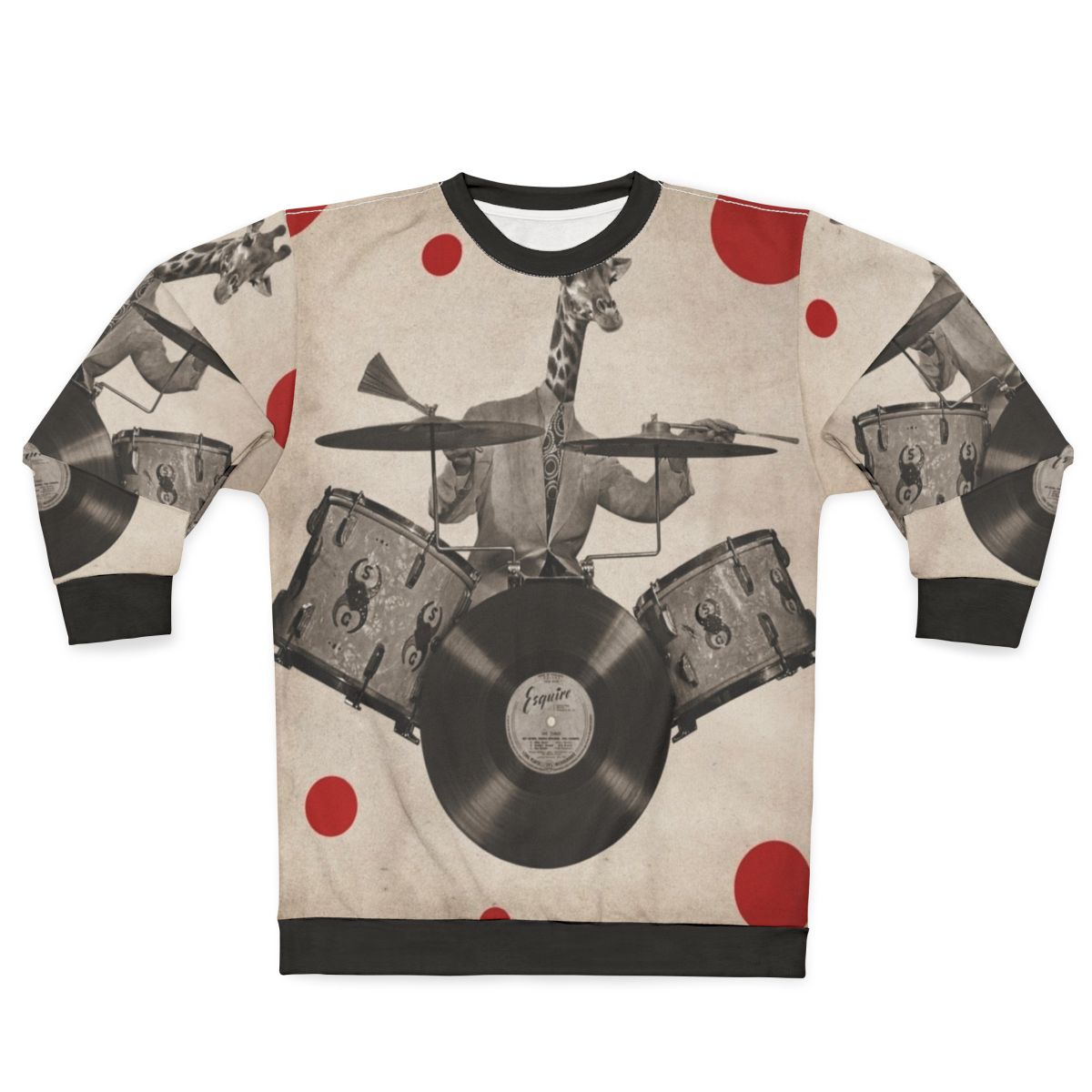 Artistic anthropomorphic giraffe drummer sweatshirt