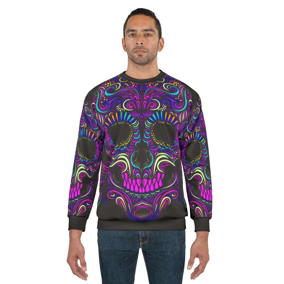 Trippy psychedelic sweatshirt with Aphex Twin and Crystal Castles inspired graphics