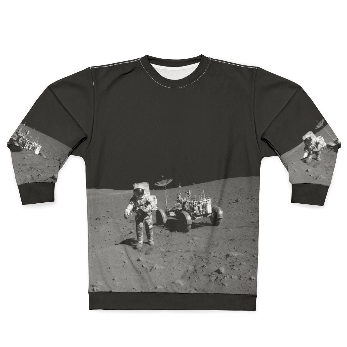 Apollo 15 astronaut sweatshirt with moon surface design
