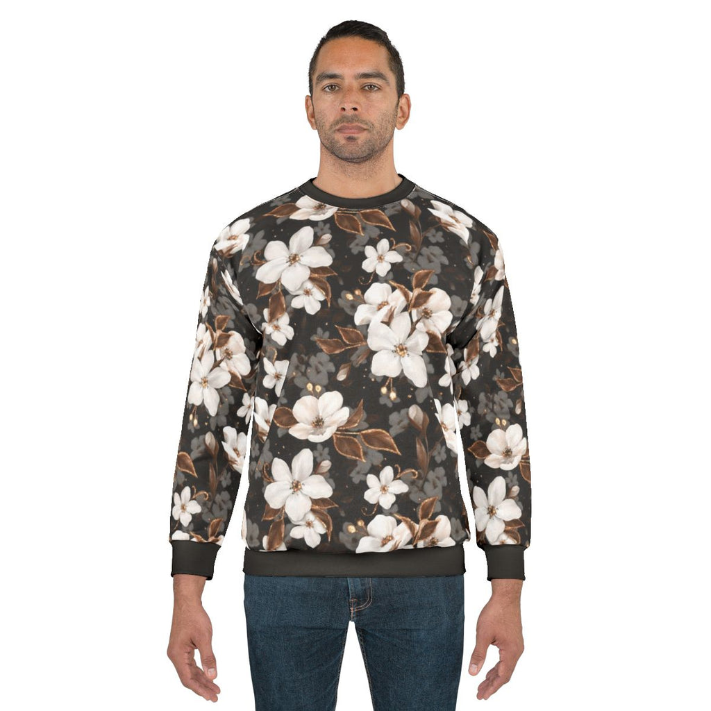 Floral sweatshirt with apple flower pattern
