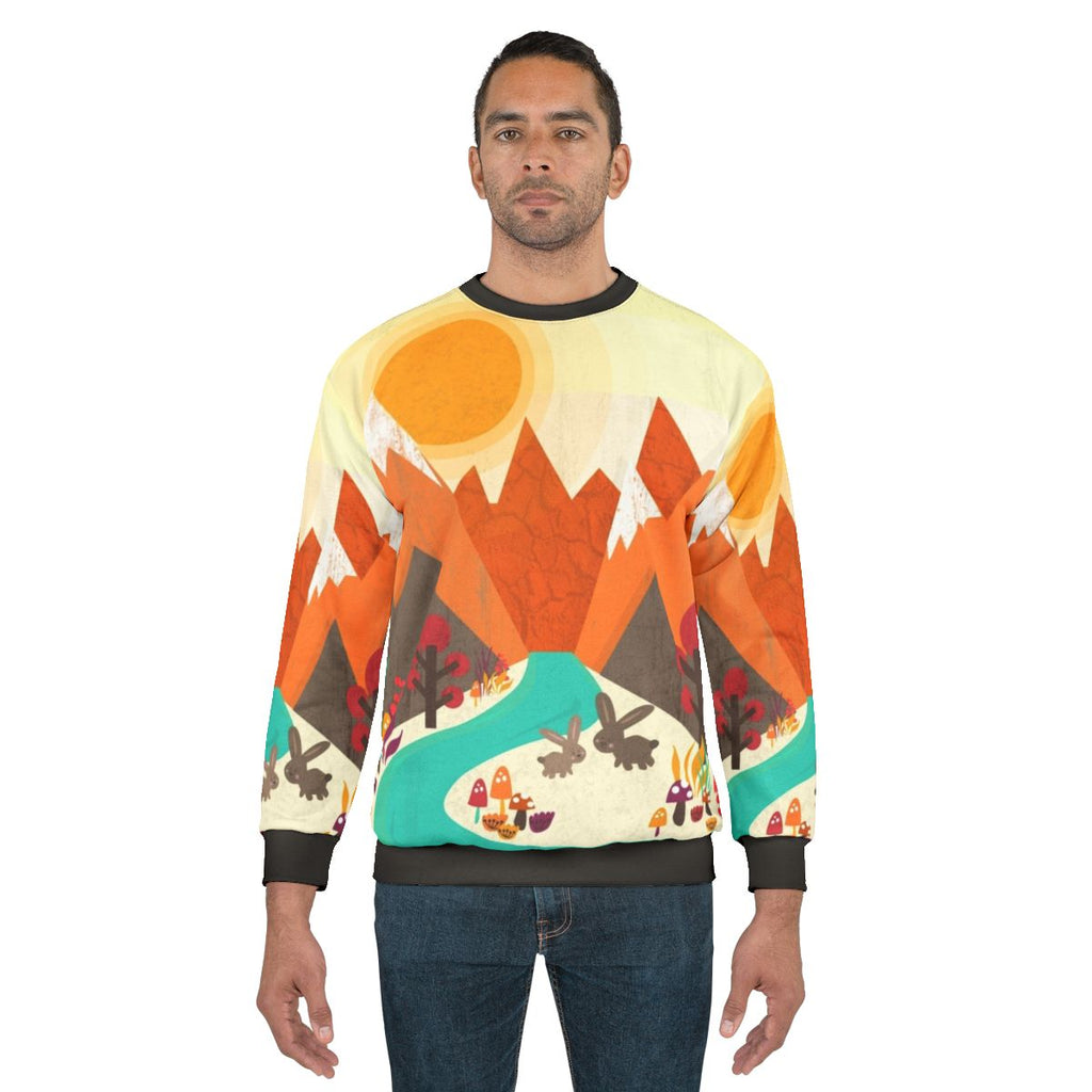 Spring landscape nature rabbit sweatshirt