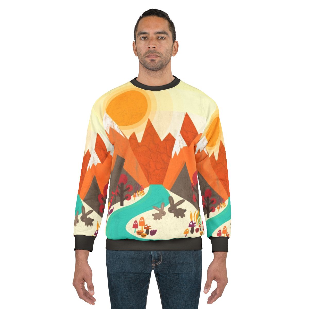 Spring landscape nature rabbit sweatshirt