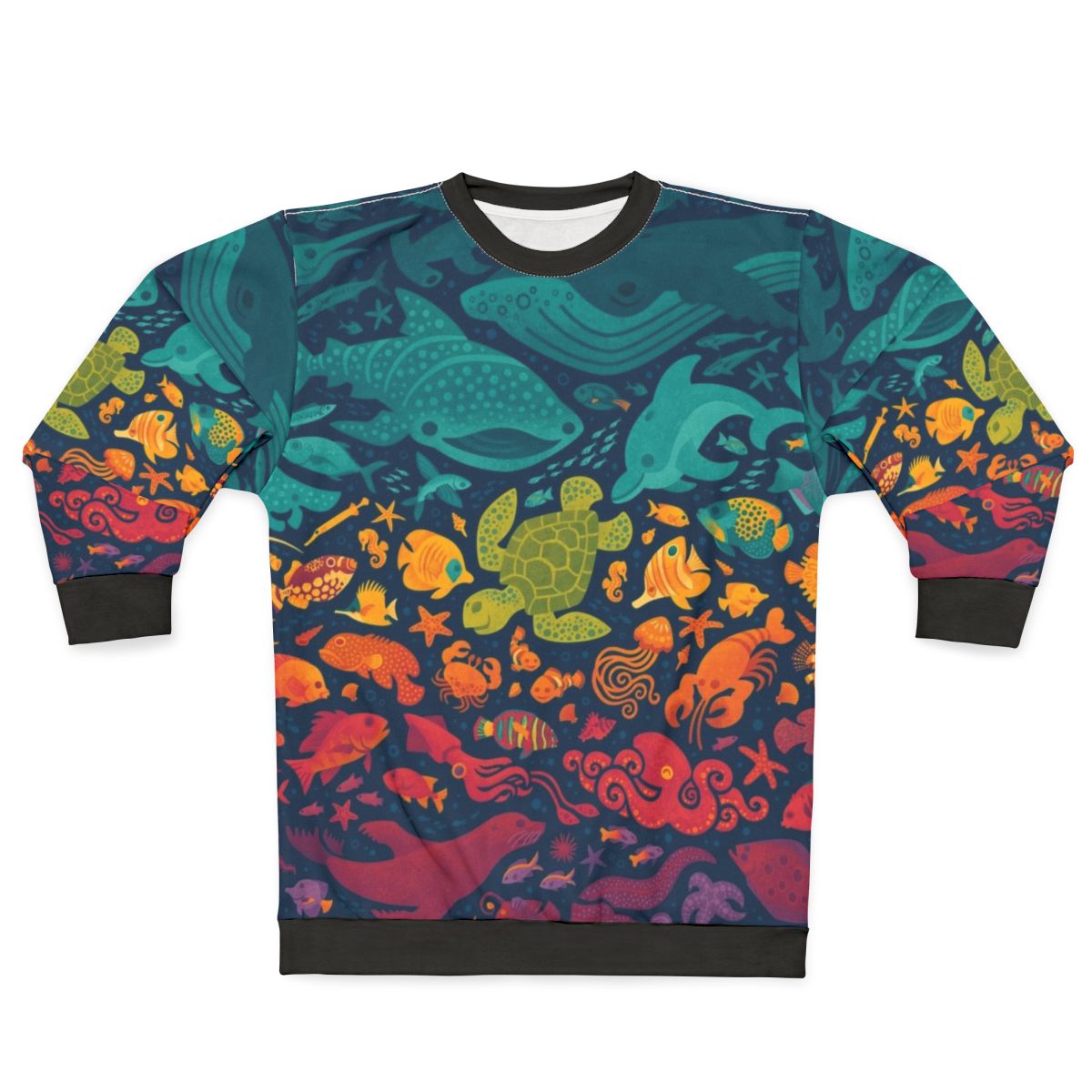 Aquatic Spectrum 2 Sweatshirt featuring vibrant ocean and sea life design