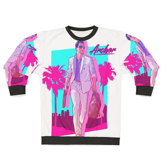 Archer Vice Palm 80s Sweatshirt featuring retro synthwave vaporwave design
