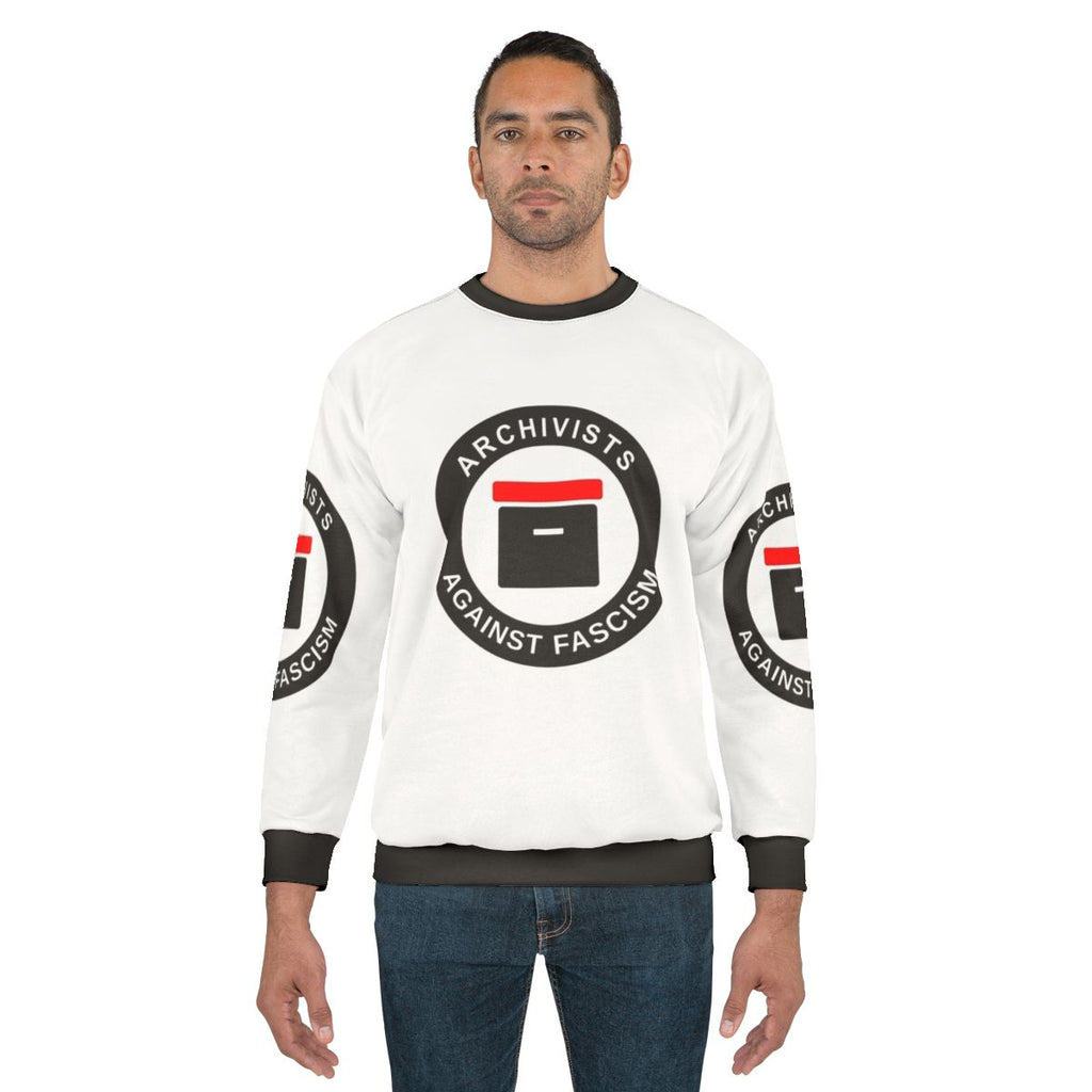 Archivists Against Fascism Sweatshirt featuring antifascist activism design