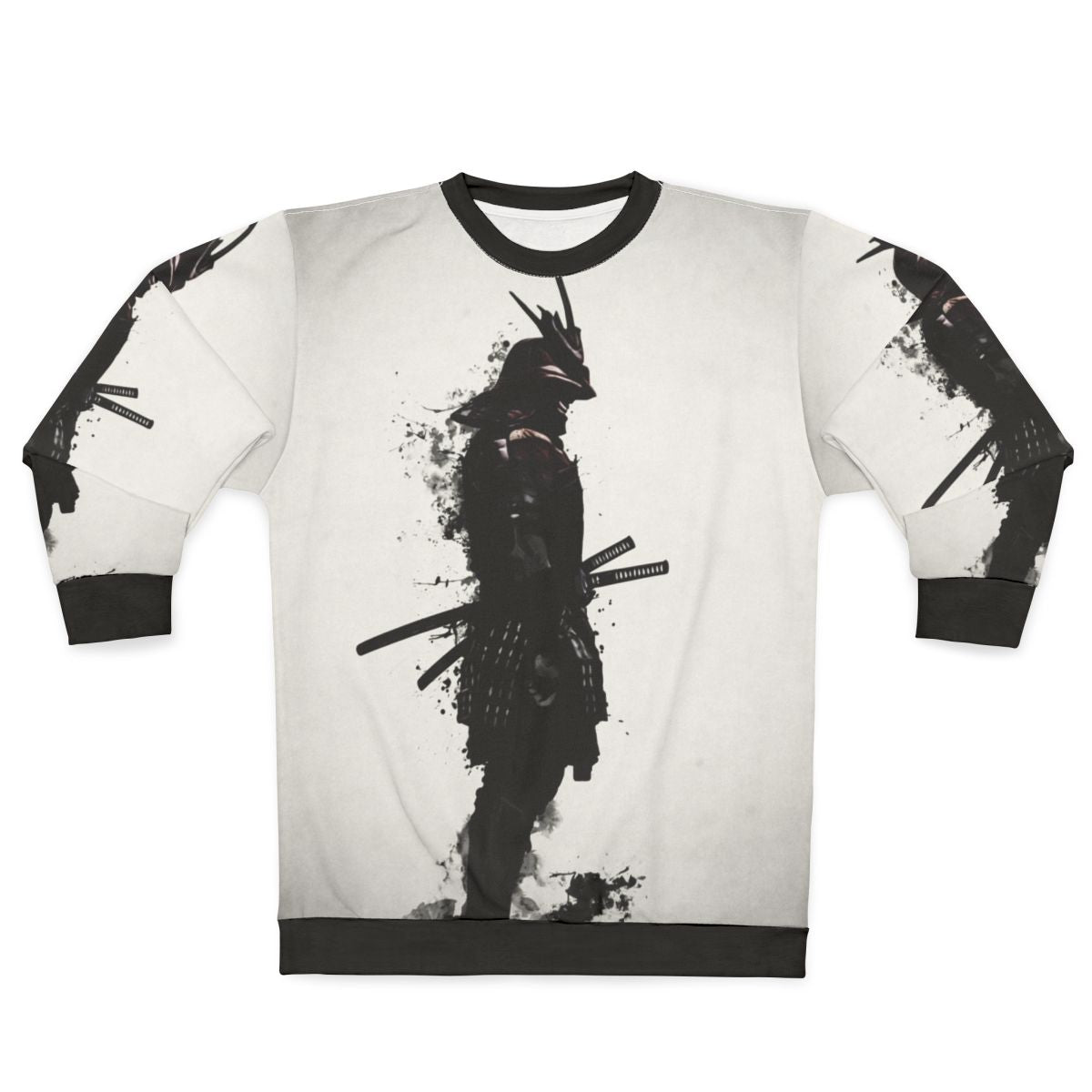 Armored samurai warrior sweatshirt with Japanese katana design