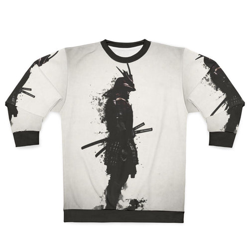 Armored samurai warrior sweatshirt with Japanese katana design