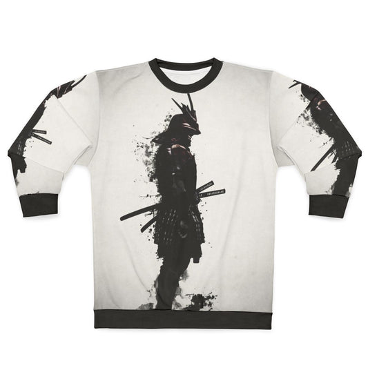 Armored samurai warrior sweatshirt with Japanese katana design