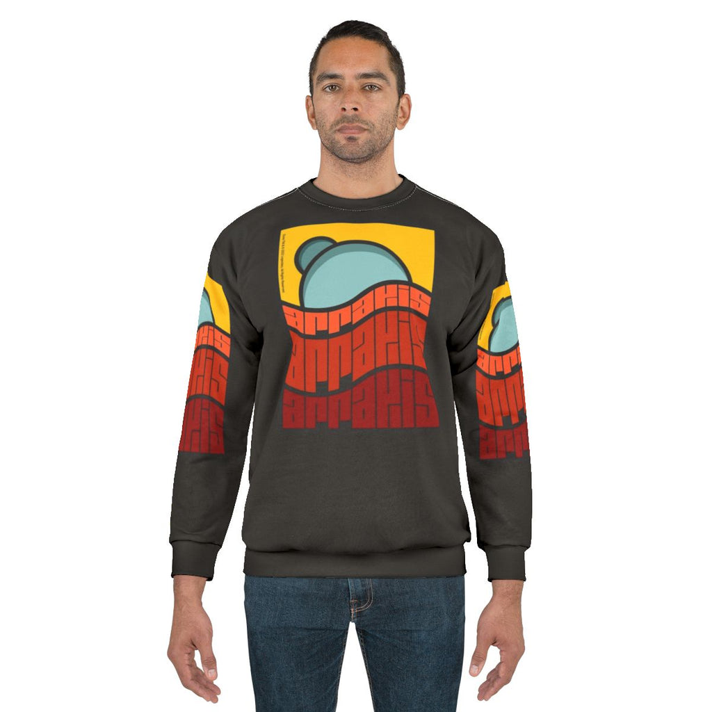 Dune sweatshirt with Arrakis desert landscape and Dune movie logo