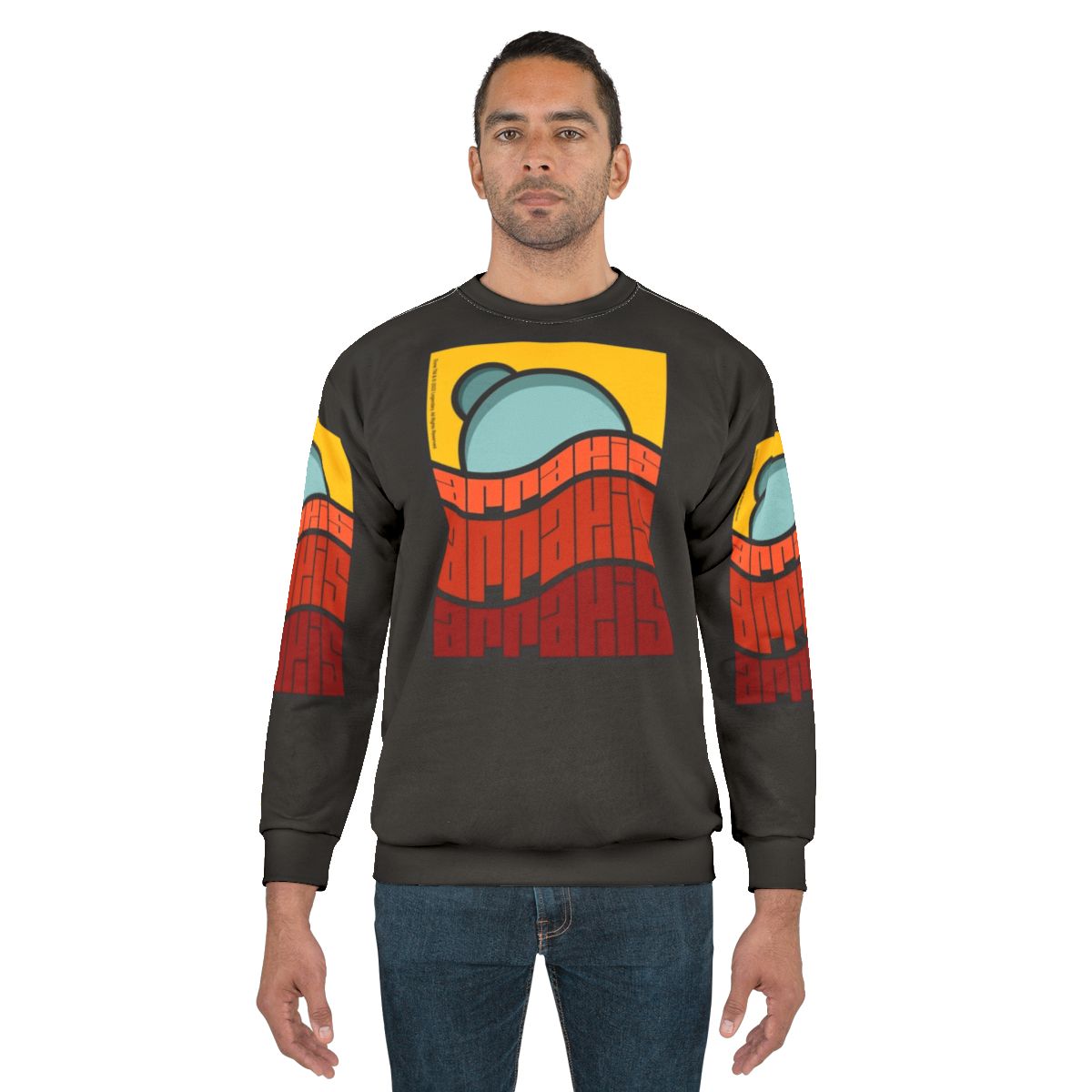 Dune sweatshirt with Arrakis desert landscape and Dune movie logo