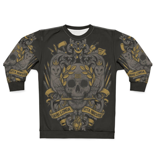 Ars Longa Vita Brevis Artists Sweatshirt with Heraldic Skull Motif