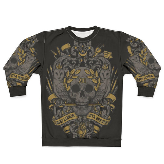 Ars Longa Vita Brevis Artists Sweatshirt with Heraldic Skull Motif