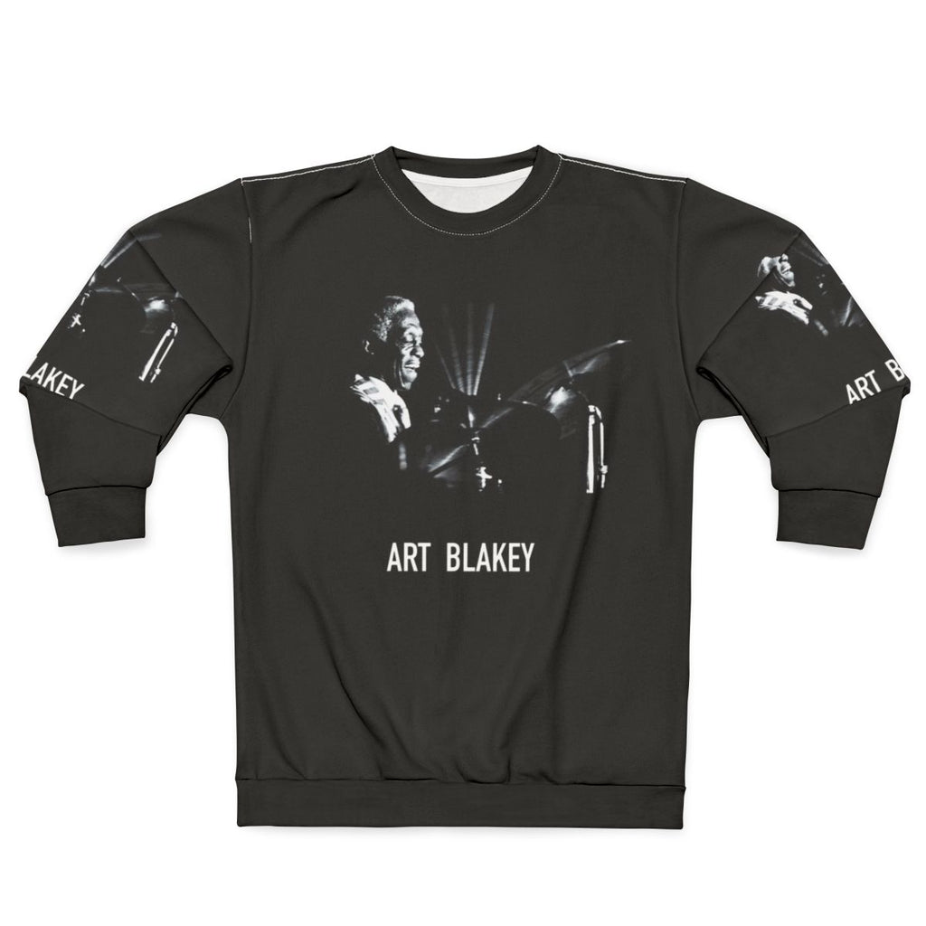 Art Blakey, legendary jazz drummer, on a stylish sweatshirt