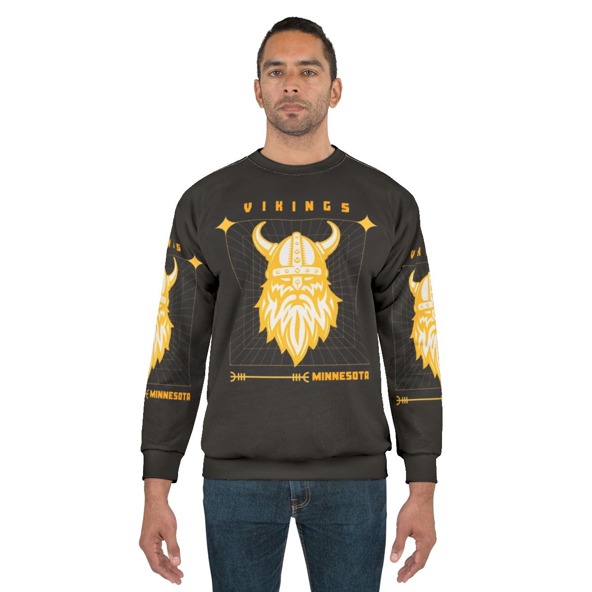 Artistic Minnesota Vikings Sweatshirt with Football Imagery