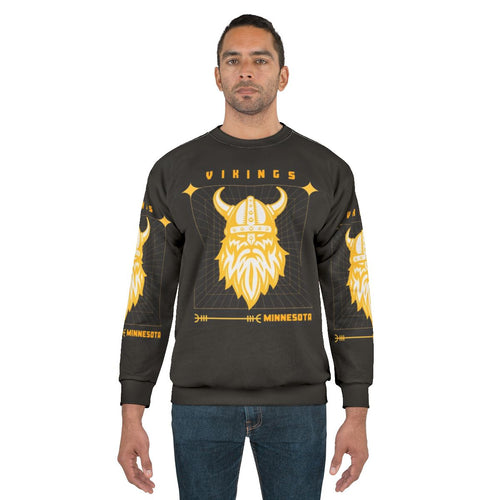 Artistic Minnesota Vikings Sweatshirt with Football Imagery