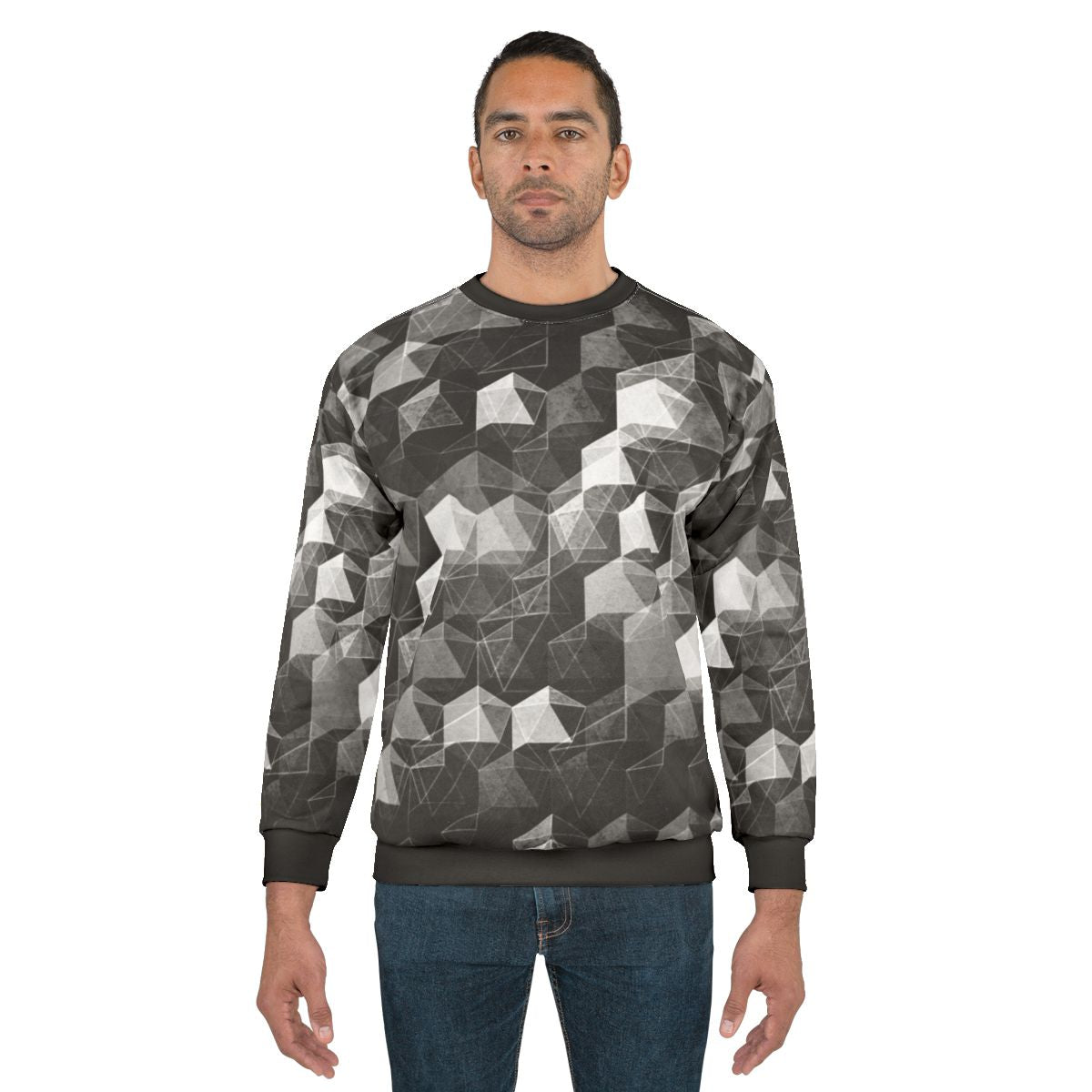 Geometric monochrome sweatshirt with abstract pattern design