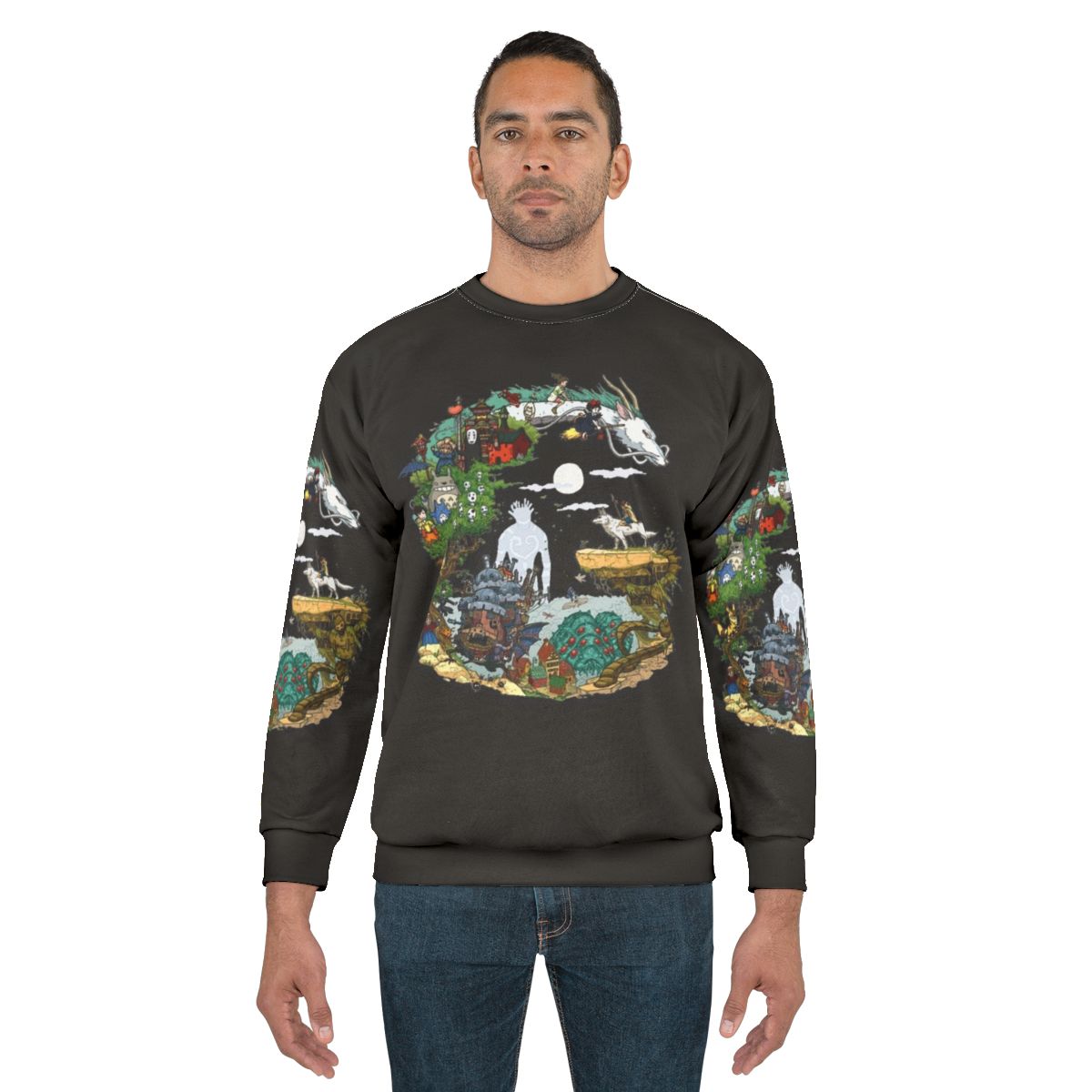 Studio Ghibli inspired sweatshirt featuring Asiom anime graphics
