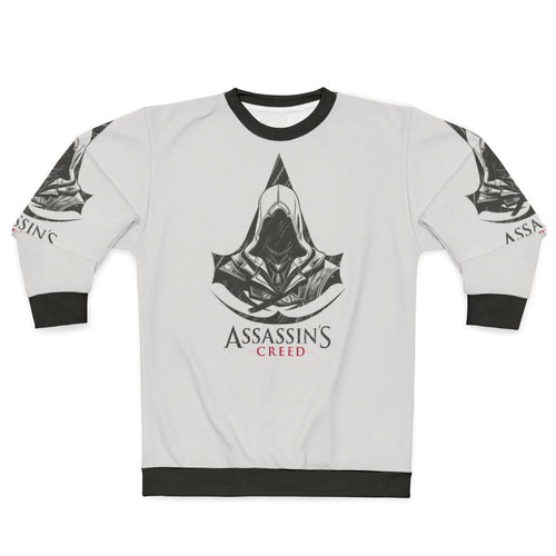 Assassin's Creed character design printed on a cozy sweatshirt