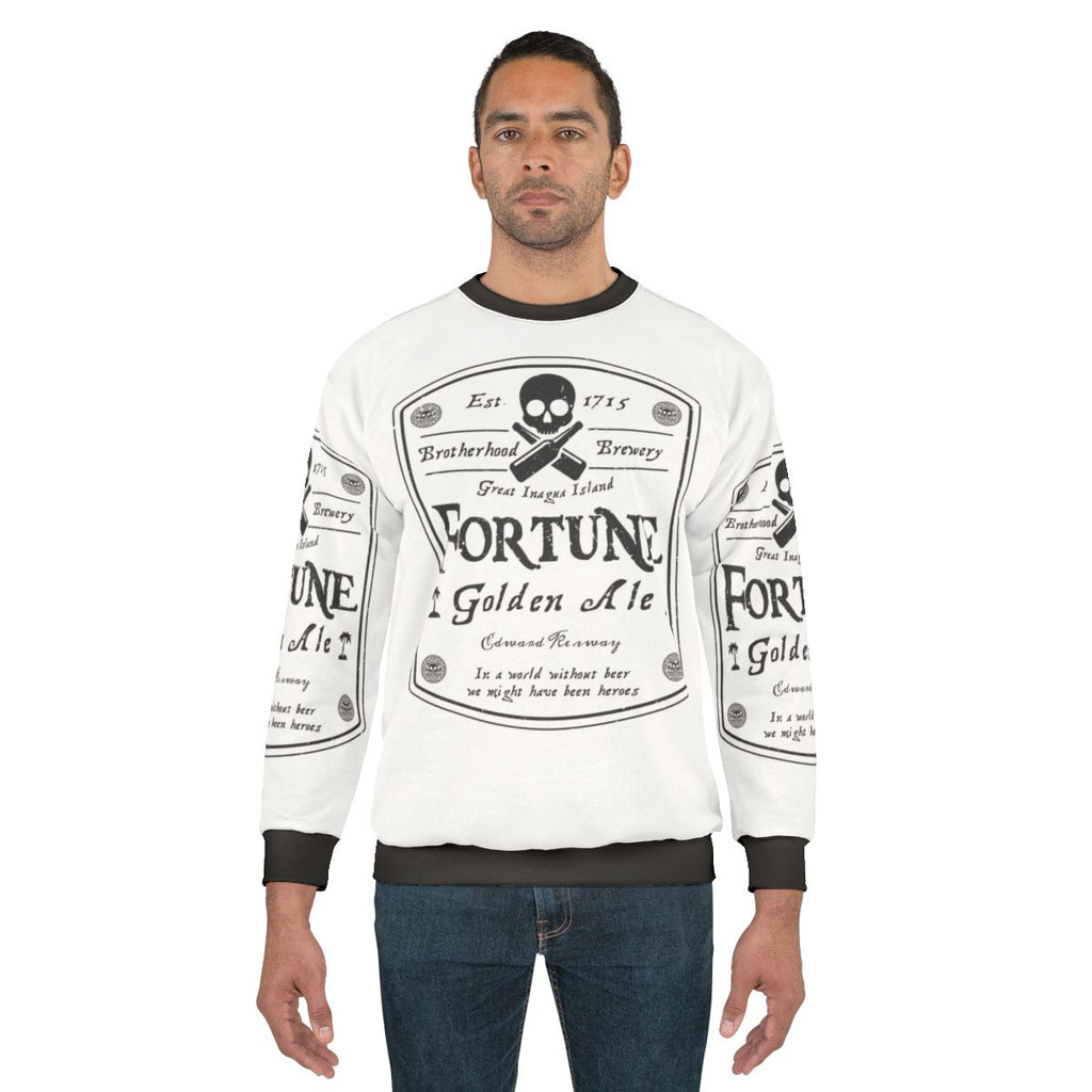 Assassin's Creed gaming sweatshirt with Fortune beer label design