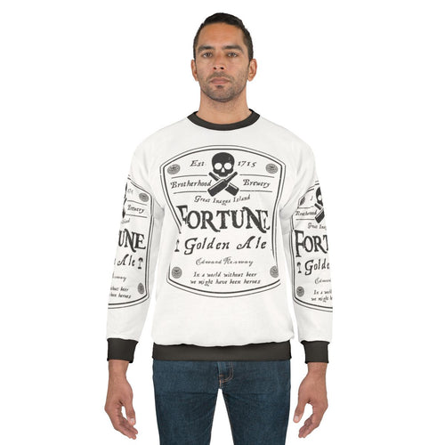 Assassin's Creed gaming sweatshirt with Fortune beer label design