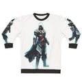 Assassin's Creed inspired black and white gaming sweatshirt