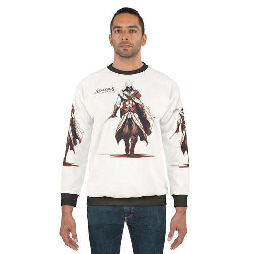 Assassin's Creed art inspired sweatshirt featuring mysterious warriors
