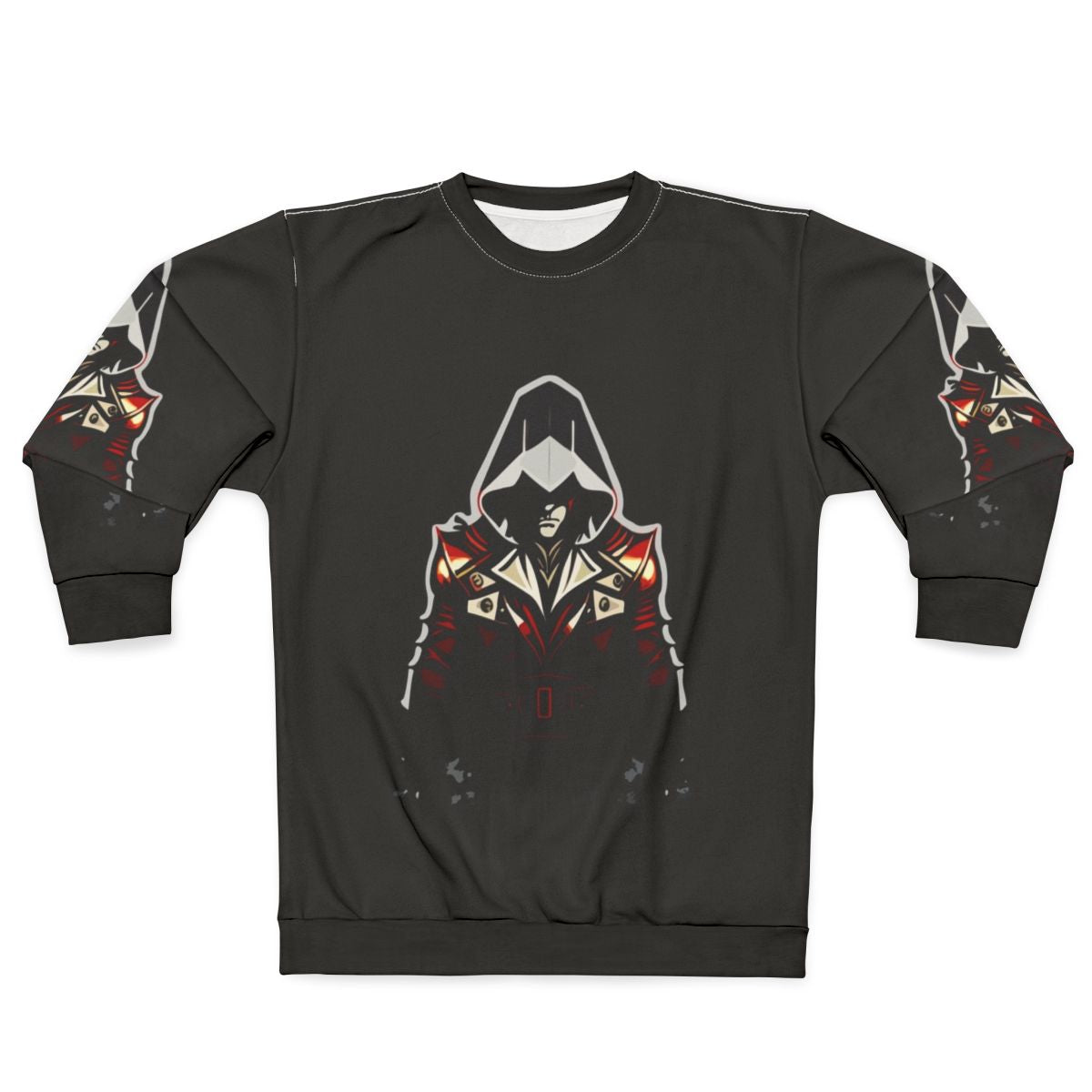 Assassins Creed inspired sweatshirt with iconic characters and stealth action design