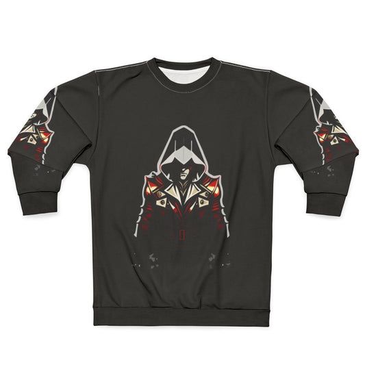 Assassins Creed inspired sweatshirt with iconic characters and stealth action design