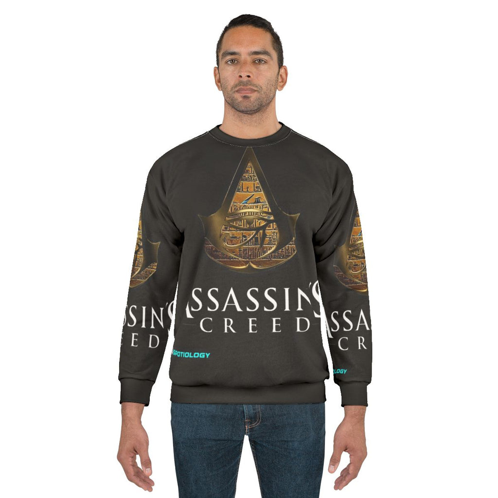 Assassins Creed inspired gaming sweatshirt with Egyptian themed design