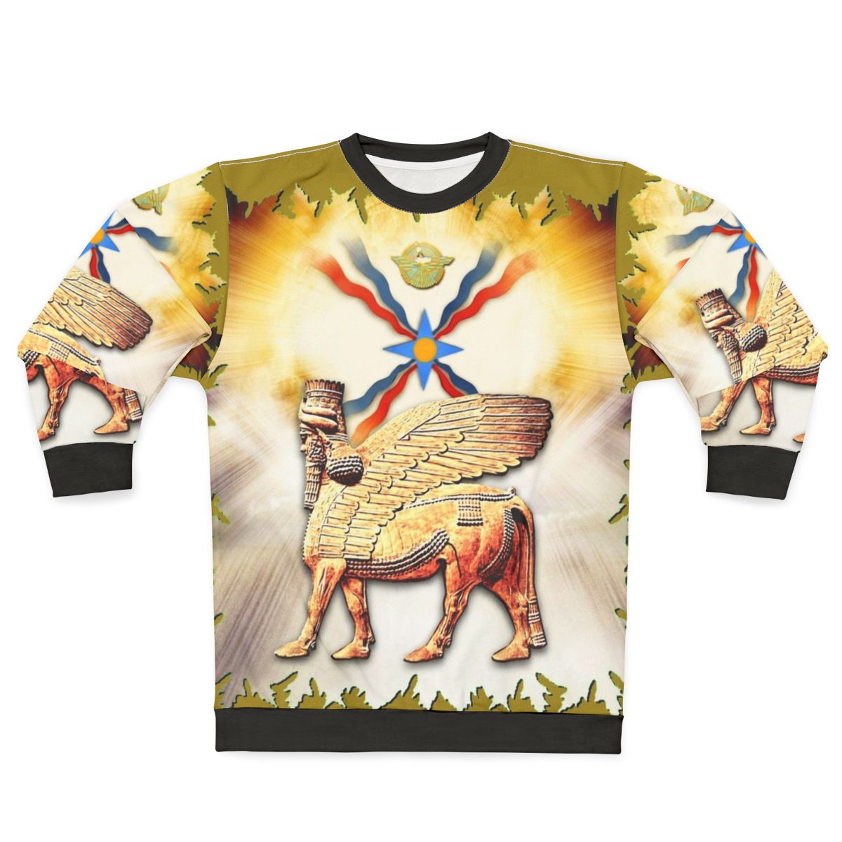 Assyria Sweatshirt with Lamassu and Winged Bull Motif