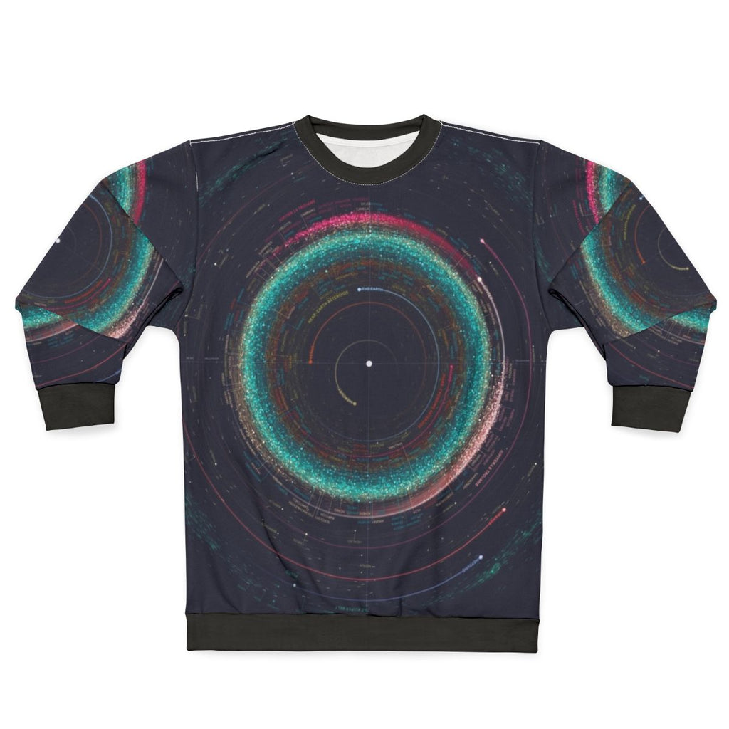 Asteroid map of the solar system sweatshirt design