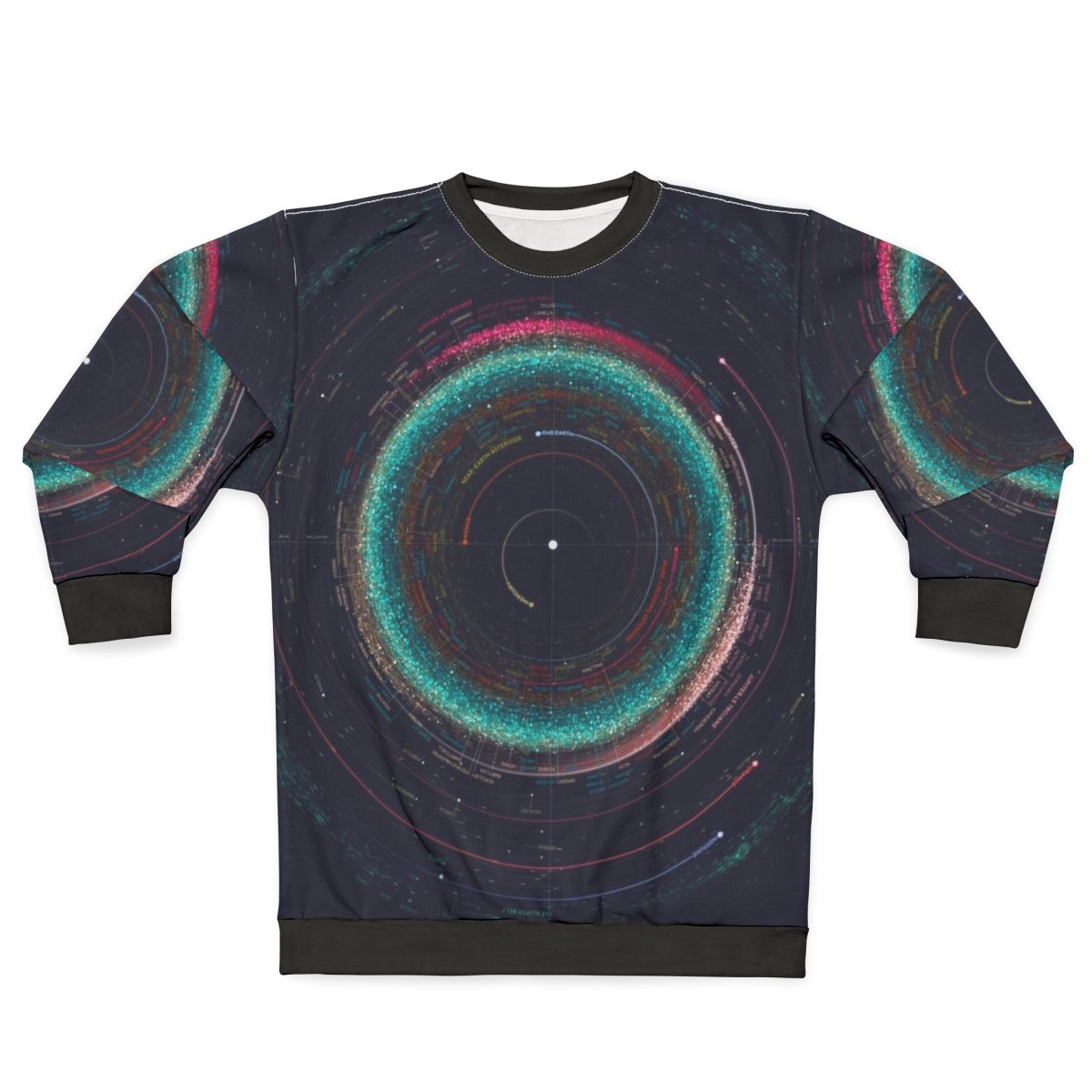 Asteroid map of the solar system sweatshirt design