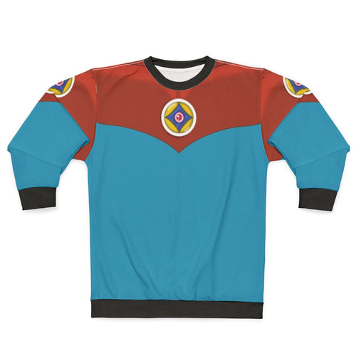 Astroganger anime mecha sweatshirt with 80s sci-fi design