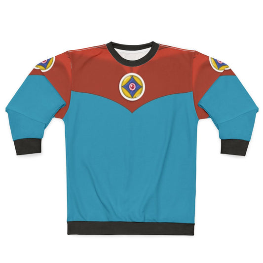 Astroganger anime mecha sweatshirt with 80s sci-fi design