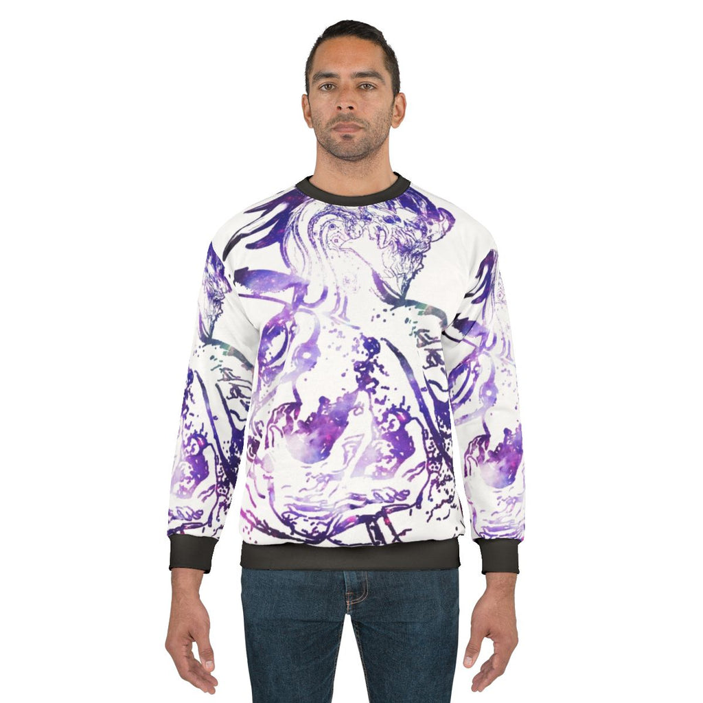 Aurelion Sol Galaxy Sweatshirt with Cosmic Star Pattern
