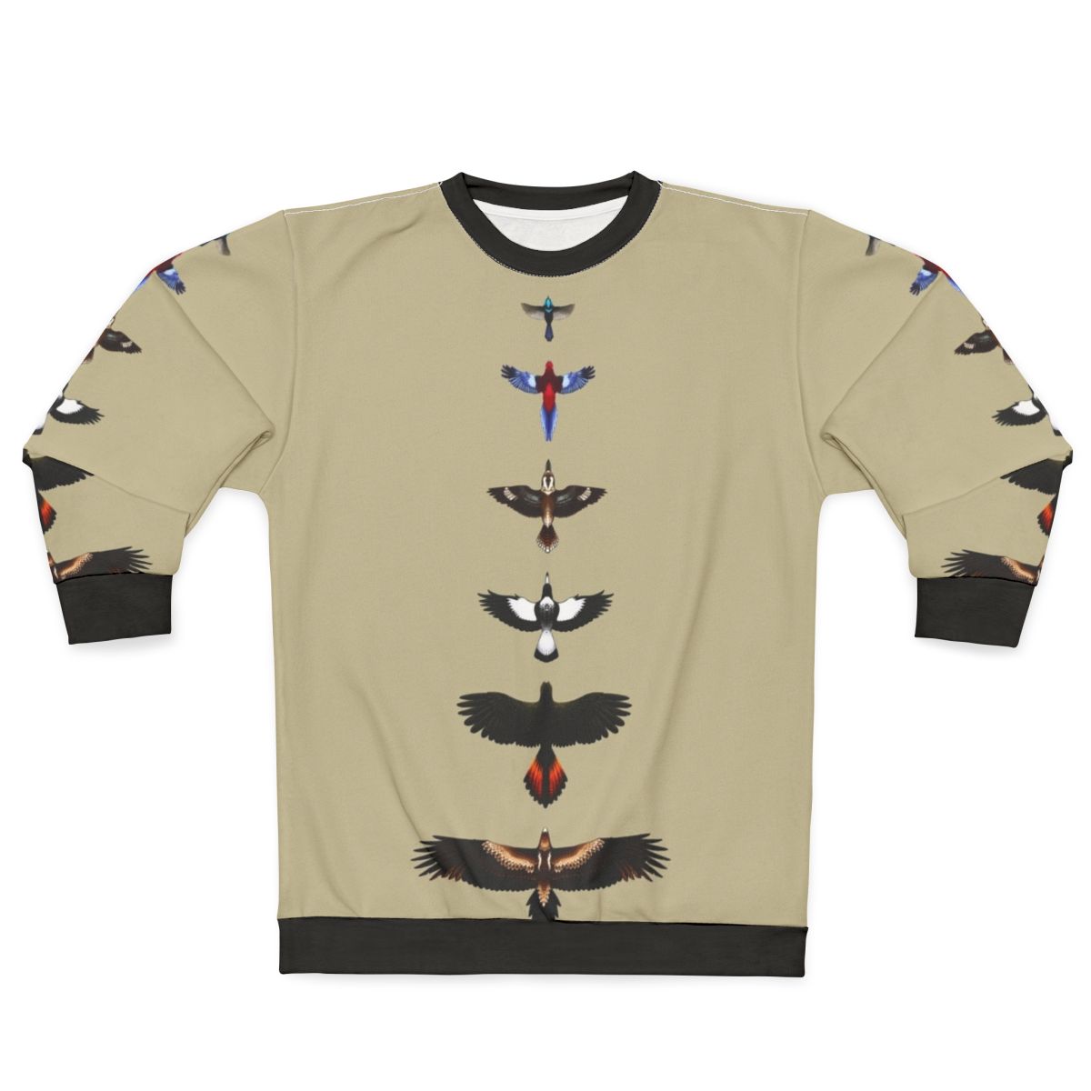 Australian birds illustrated on a cozy sweatshirt