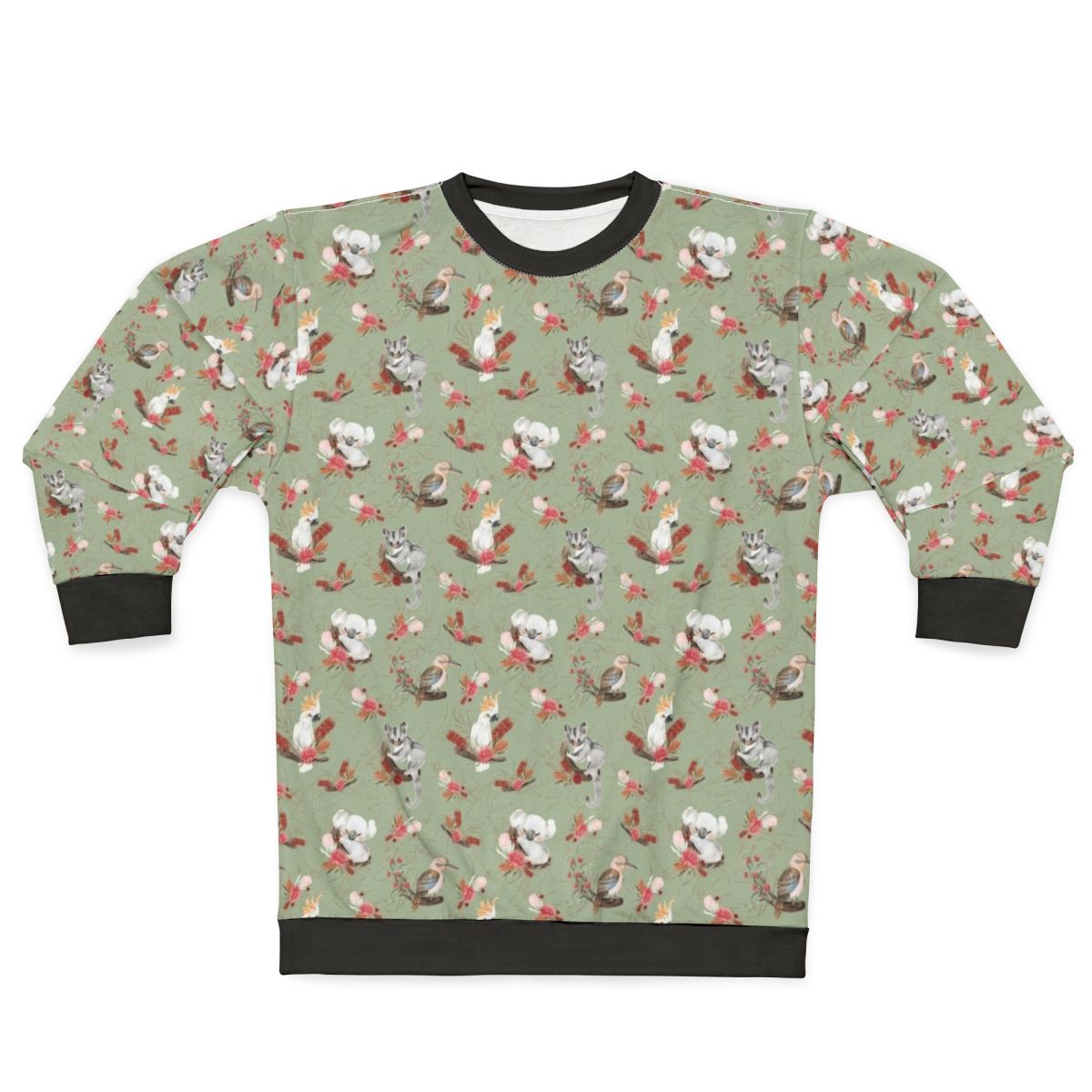 Australian eucalyptus sweatshirt featuring native flora and fauna