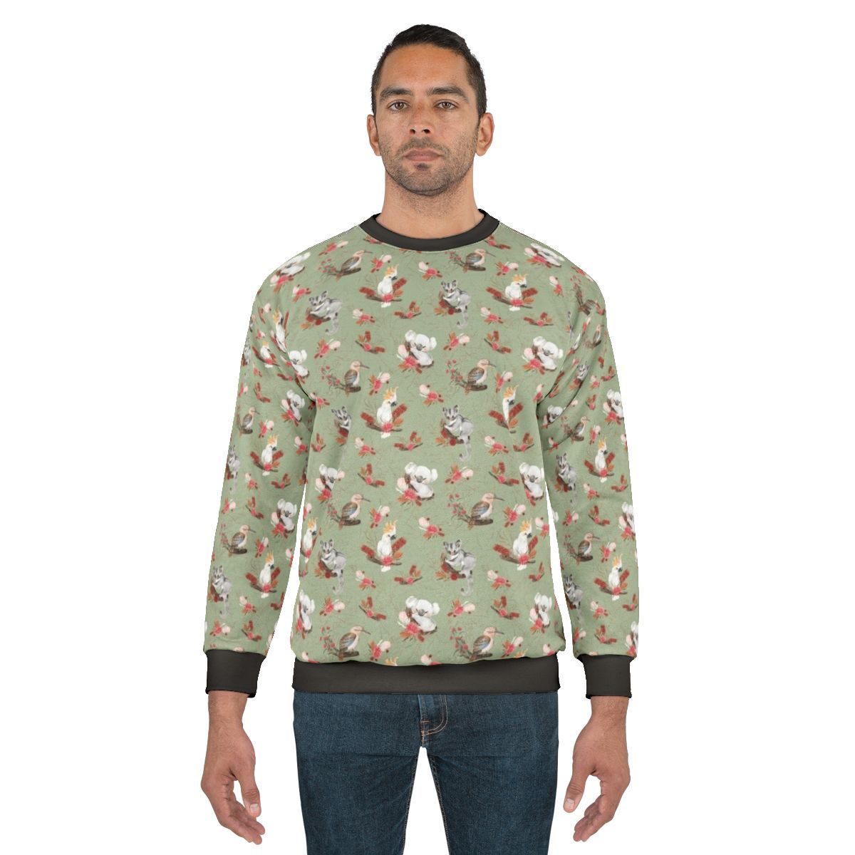Australian eucalyptus sweatshirt featuring native flora and fauna