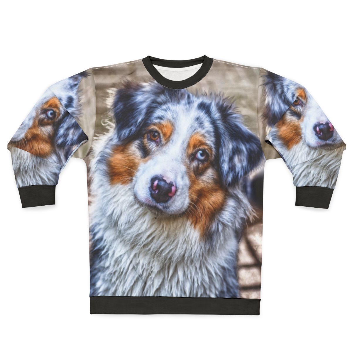 Australian Shepherd breed sweatshirt with blue merle and brown eye design