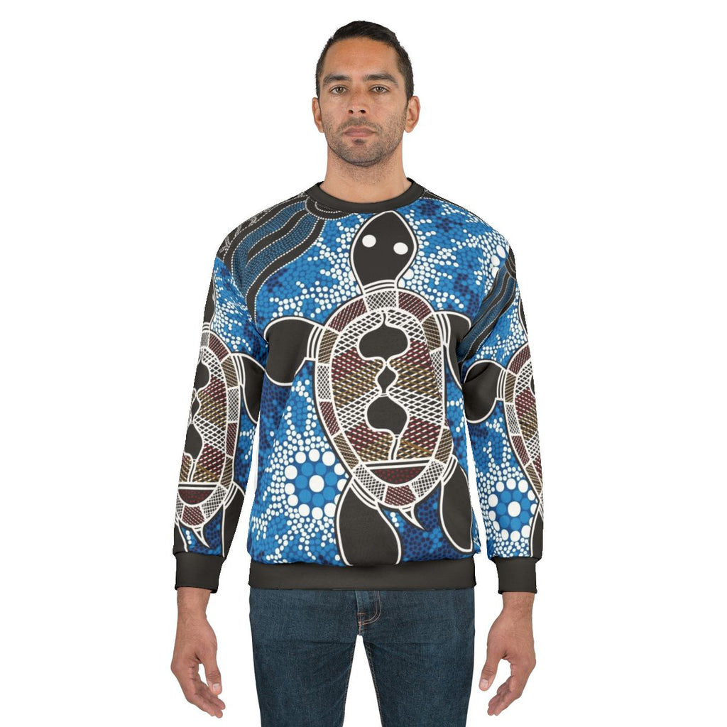 Authentic Aboriginal Art Sea Turtles Sweatshirt Featuring Dreamtime Design