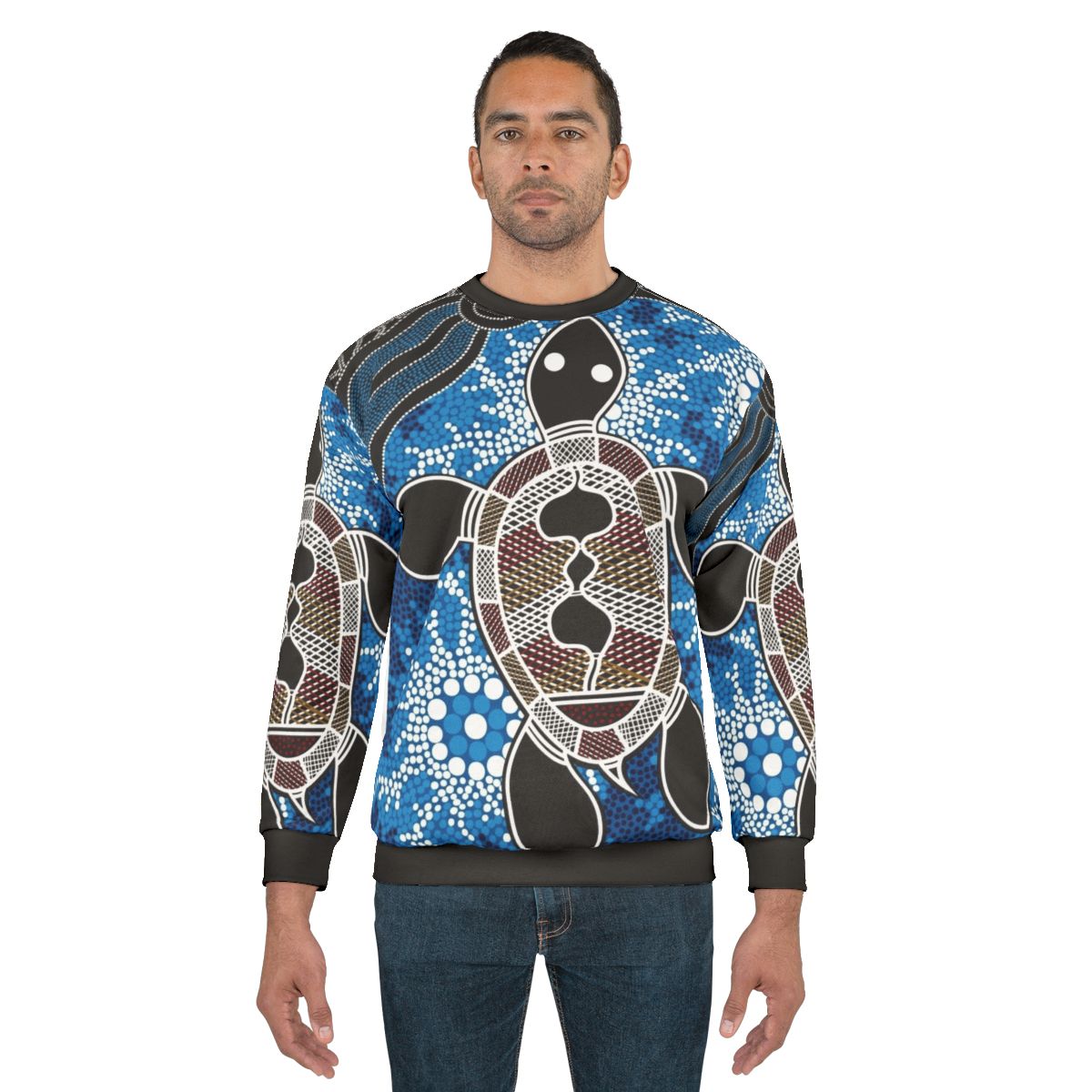 Authentic Aboriginal Art Sea Turtles Sweatshirt Featuring Dreamtime Design