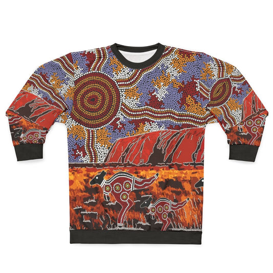Uluru Ayers Rock inspired Aboriginal art sweatshirt