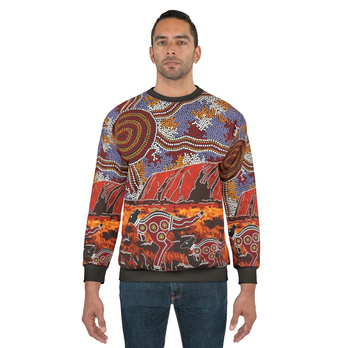 Uluru Ayers Rock inspired Aboriginal art sweatshirt