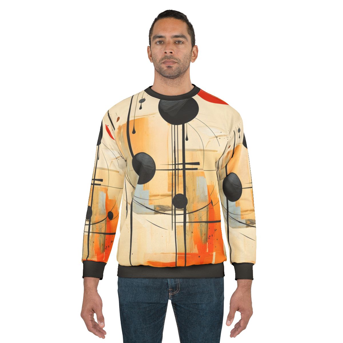 Autumn abstract neutral geometric sweatshirt