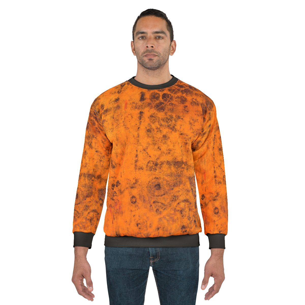 Autumn foliage sweatshirt with abstract pattern and hand painted texture