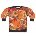 Autumn Fox Bloom Sweatshirt with foxes, sunflowers, and fall leaves