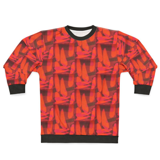 Vibrant orange autumn leaves sweatshirt with creative pop designs
