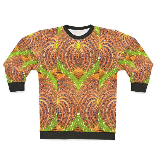 Colorful abstract autumn masquerade sweatshirt with organic fall pattern