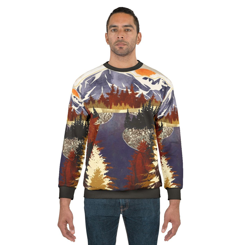 Autumn River Sweatshirt featuring a nature-inspired abstract design