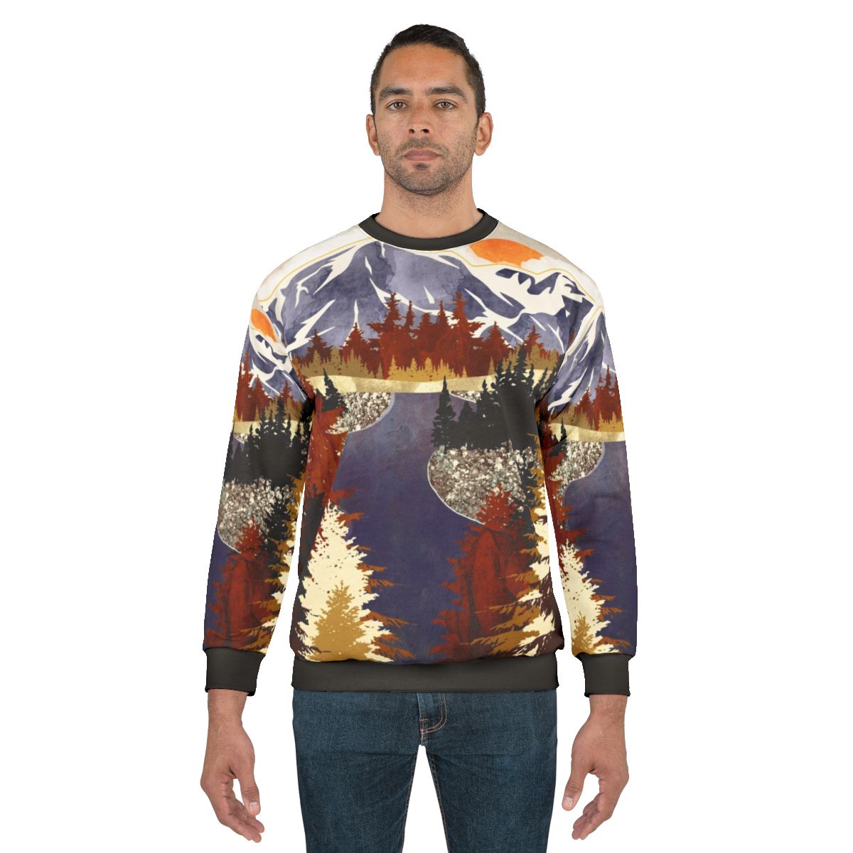 Autumn River Sweatshirt featuring a nature-inspired abstract design